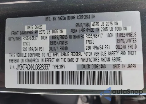 2020 Mazda Cx-5 Touring from USA, damaged, VIN JM3KFACMXL0828337